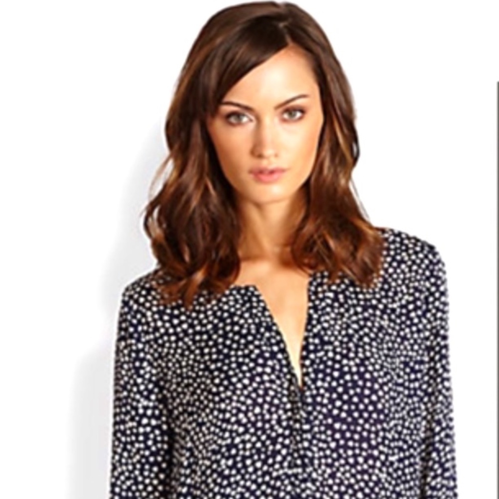 Joie Moema Heart Silk Blouse - Gray